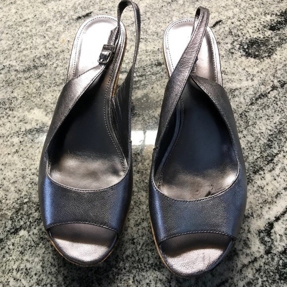 Calvin Klein Silver Heidy Slingbacks, Size 8.5M - Picture 1 of 6